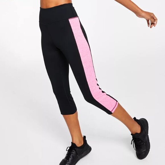 REEBOK Women's Capri Workout Leggings Size Small Contrasting Colors Tan/Black - Picture 10 of 11